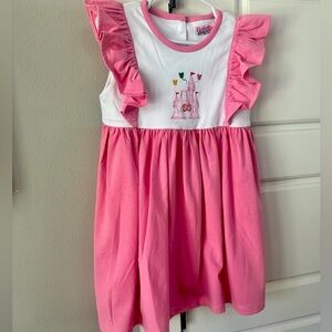 NEW!! Natalie Grant girls princess castle dress with Mickey Mouse balloons.